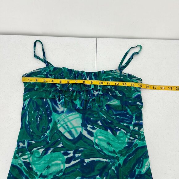 INC International Concepts L Ruffle Camisole Green Blue Abstract Layering Top - Picture 6 of 9